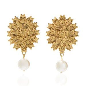 Jennifer Behr Golden Juno Pearl Drop Earrings